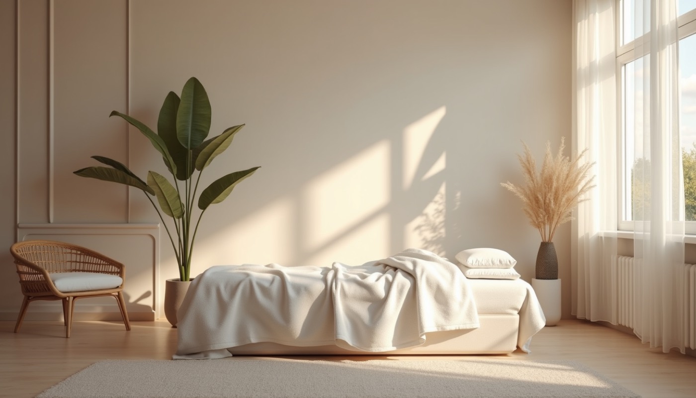 A peaceful therapy space designed for online consultations.